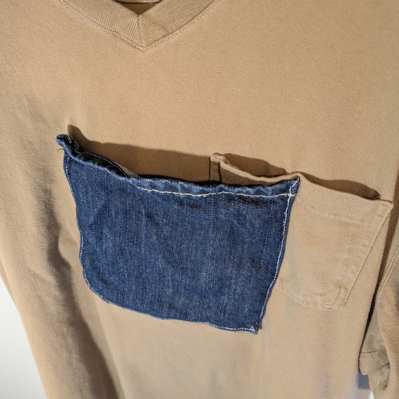Duluth Khaki V-Neck Tee — Oversized Denim Cargo Pocket - Picture 6 of 6